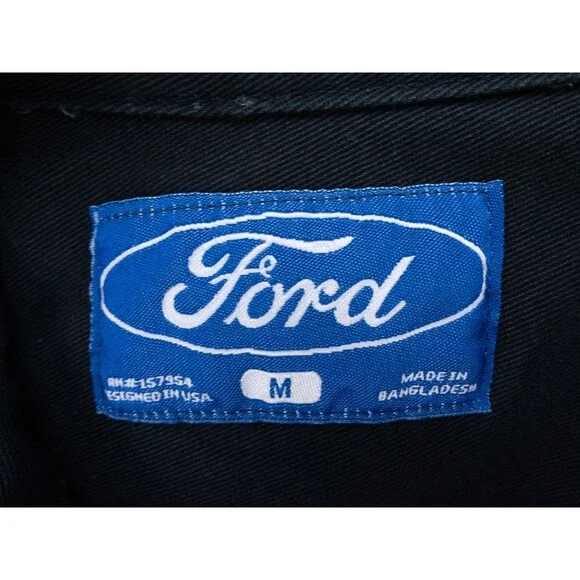 Ford Motors Chore Jacket Mens Medium Black Heavy Twill Graphic Print Logo NWT - Picture 2 of 16